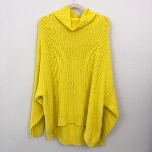 Free People Womens Swim Too Deep Turtleneck Sweater Size S Oversize Knit Yellow